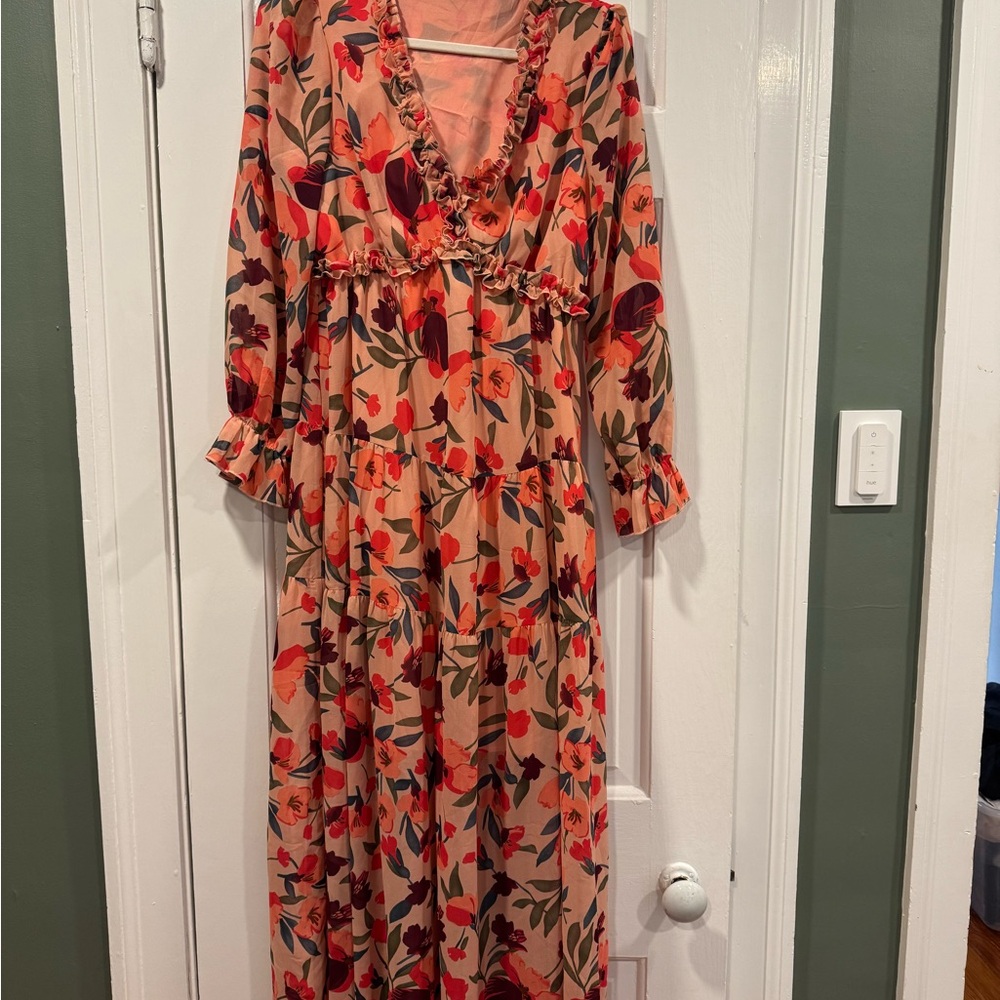 Floral V-Neck Ruffle Dress